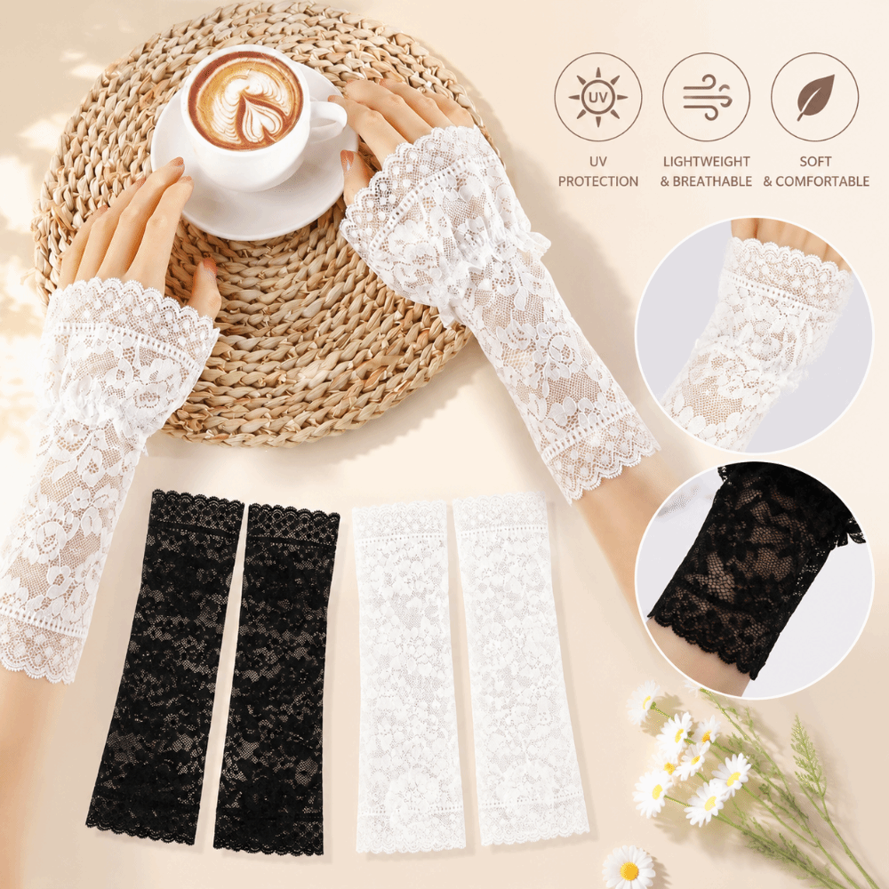 Lace Ruffles Pleated Detachabl - Fingerless Glove Knit 评论和价格