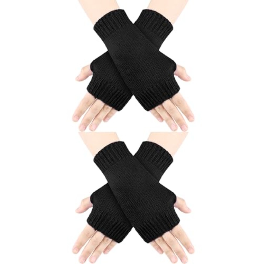 2 Pair Fingerless Gloves Wrist - Fingerless Glove Knit 评论和价格